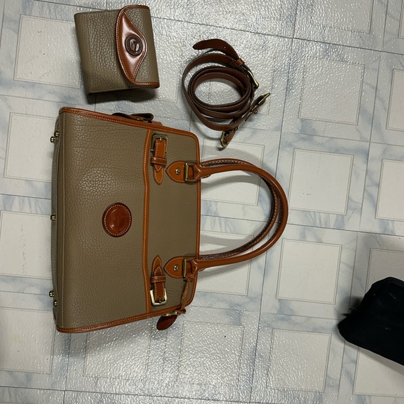 Dooney & Bourke Tan and Brown Leather Satchel - Picture 3 of 9